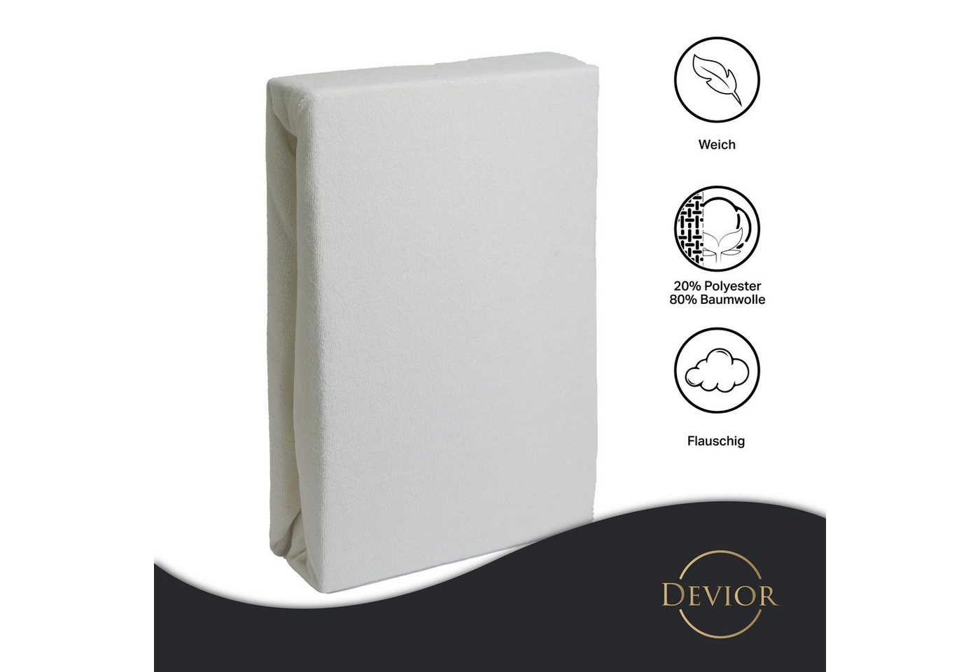 Devior Spannbettlaken Frottee 80% Baumwolle 20% Polyester, Winterspannbettlaken mit 160 g/m², Frottee, Gummizug: Rundumgummizug, 90 x 200 cm für Standardmatratz – Bild 3 von 5