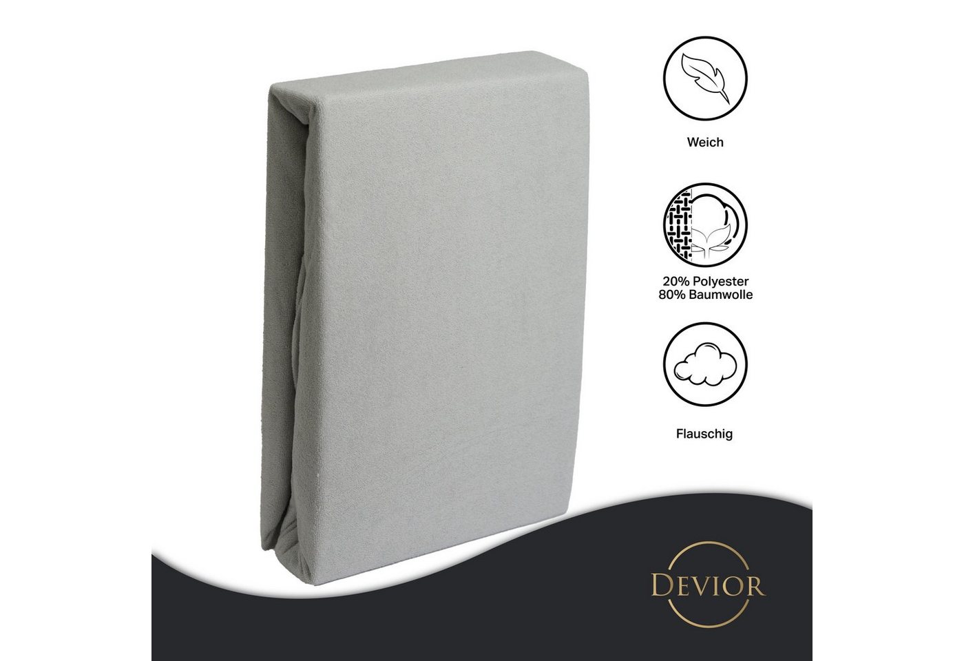 Devior Spannbettlaken Frottee 80% Baumwolle 20% Polyester, Winterspannbettlaken mit 160 g/m², Frottee, Gummizug: Rundumgummizug, 90 x 200 cm für Standardmatratz – Bild 3 von 5