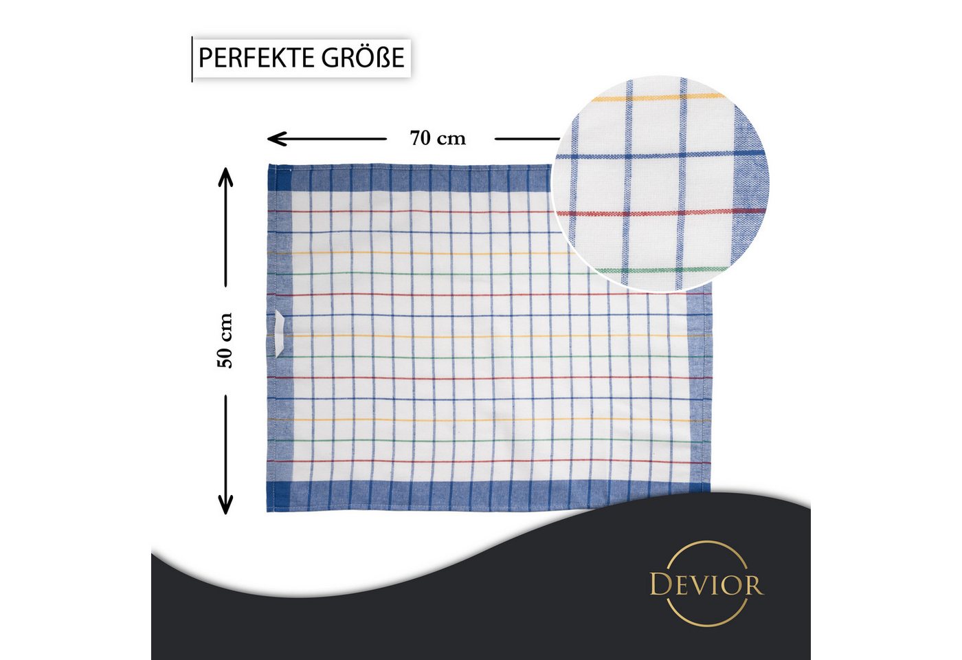 Devior Spültuch aus 100% Baumwolle 50x70 cm, mit Aufhänger, Fusselfrei, 95° Waschbar, (10-tlg., Vielfältig einsetzbar), saugstarke Geschirrhandtücher – für Kont – Bild 2 von 5