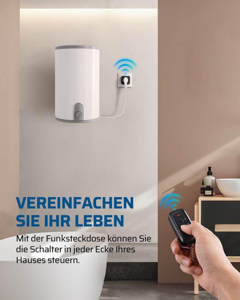 DEWENWILS Funksteckdose mit Fernbedienung, max. 3680 W, 1-St., Erweiterbarer Lichtschalter für Feiertagsdeko, 30M Reichweite – Bild 2 von 5