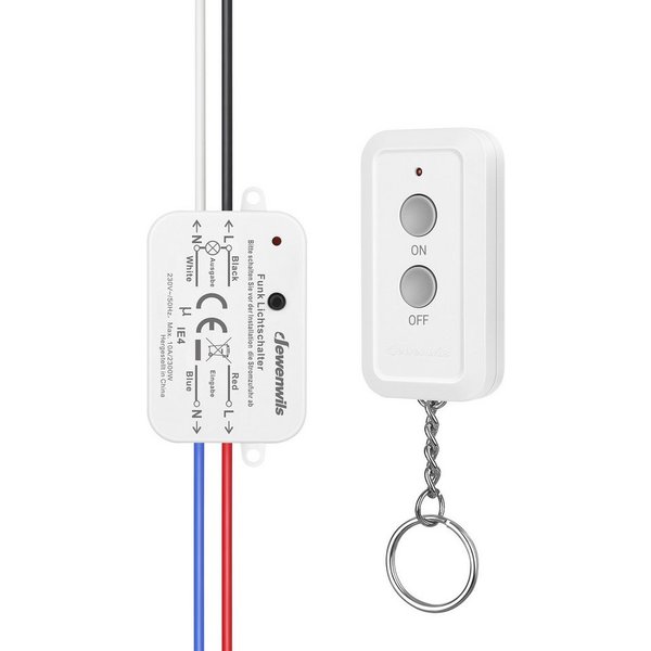 DEWENWILS Licht-Funksteuerung Funkschalter-Set, 230V 10A 2300W 433,92MHz, für Schlafzimmer, Kinderzimmer, Arbeitszimmer, Wohnzimmer, Küche, Kabelloser Lichtscha