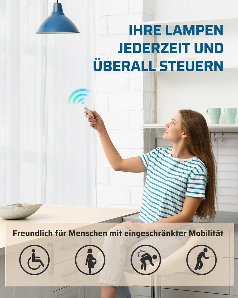 DEWENWILS Licht-Funksteuerung Funkschalter-Set, 230V 10A 2300W 433,92MHz, für Schlafzimmer, Kinderzimmer, Arbeitszimmer, Wohnzimmer, Küche, Kabelloser Lichtscha – Bild 3 von 5
