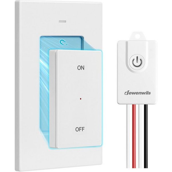 DEWENWILS Licht-Funksteuerung Funkschalter Set, für Schlafzimmer, Kinderzimmer, Büro, Arbeitszimmer, Wohnzimmer, 15A, Funk Wandschalter, Kabellos Funk Lichtscha