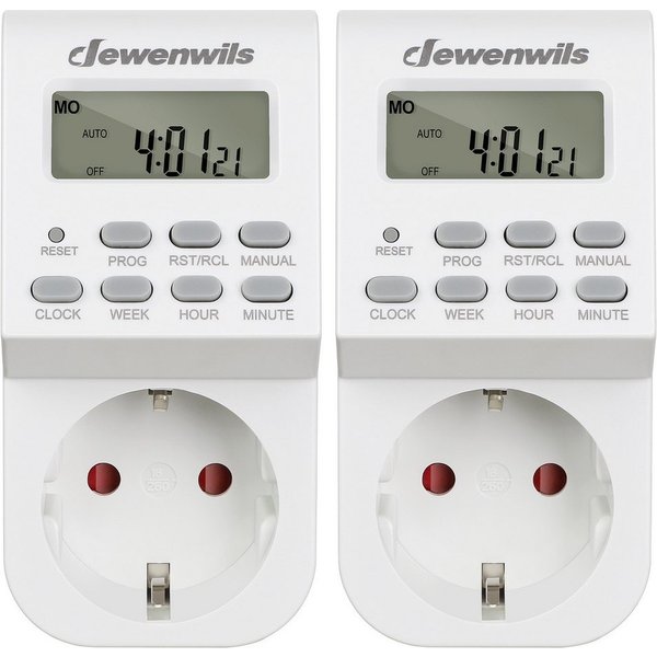 DEWENWILS Zeitschaltuhr Digitale Zeitschaltuhr Steckdose für Beleuchtung, Kaffeemaschine, digital, 2er Set, LCD-Display