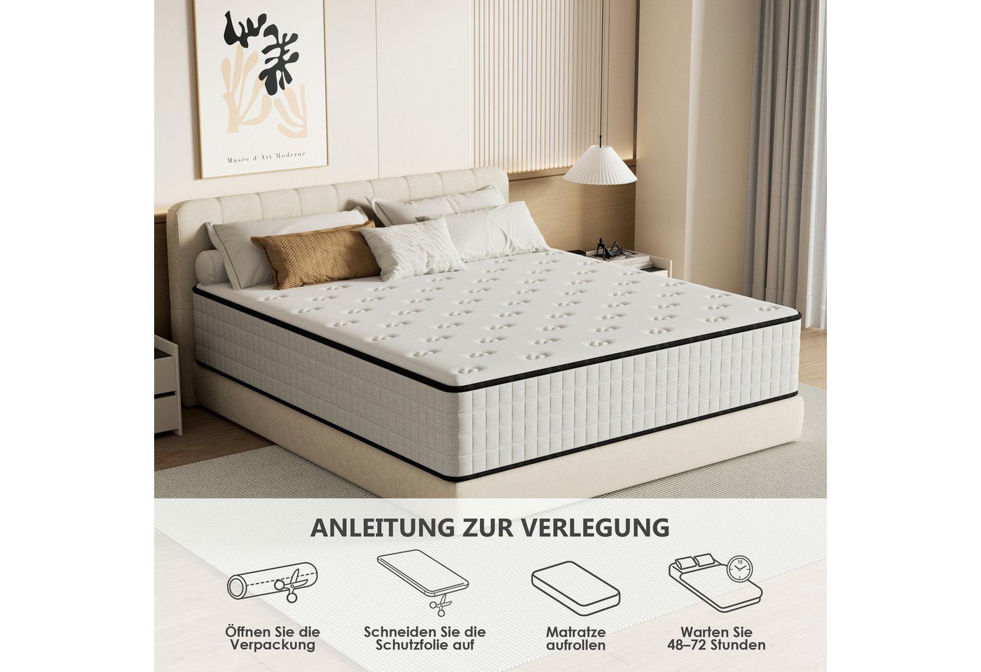 Komfortschaummatratze Memoryschaum Schaumstoffmatratze mit 7-Zonen-Stützung, H2/H3, DEWINNER, 25 cm hoch, Orthopädisch, atmungsaktiv, 160×200x25 cm – Bild 3 von 5
