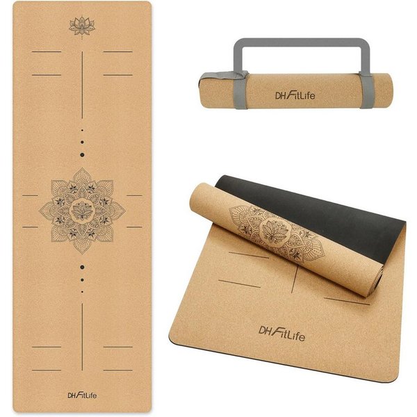 DH FitLife Yogamatte 5 mm, rutschfeste Fitnessmatte mit Tragegurt, Gymnastikmatte für Yoga & Pilates