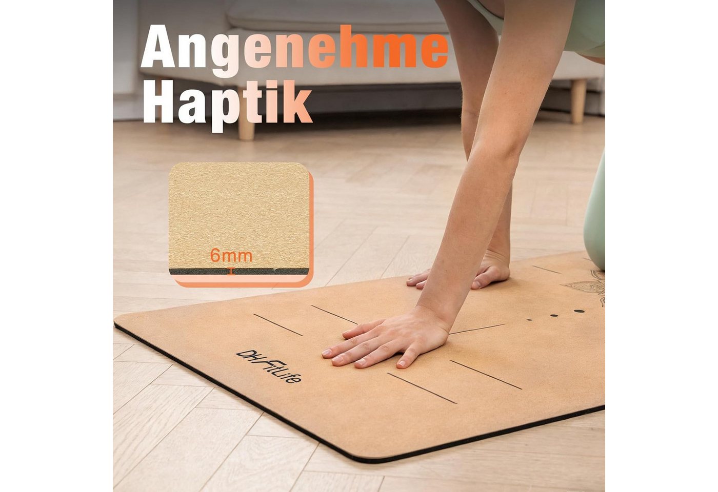 DH FitLife Yogamatte 5 mm, rutschfeste Fitnessmatte mit Tragegurt, Gymnastikmatte für Yoga & Pilates – Bild 4 von 5