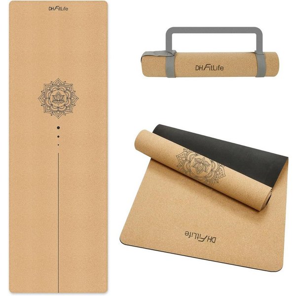 DH FitLife Yogamatte 5 mm, rutschfeste Fitnessmatte mit Tragegurt, Gymnastikmatte für Yoga & Pilates