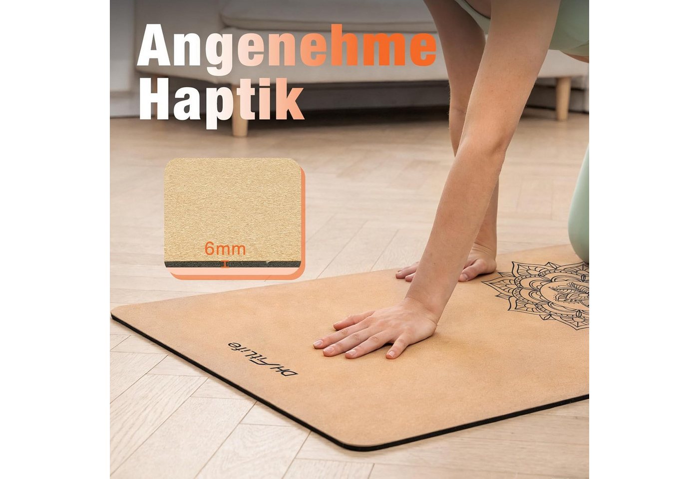 DH FitLife Yogamatte 5 mm, rutschfeste Fitnessmatte mit Tragegurt, Gymnastikmatte für Yoga & Pilates – Bild 4 von 5