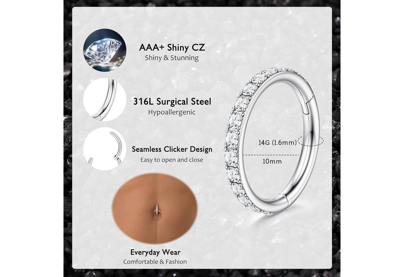 Diamday Bauchnabelpiercing 2pcs Bauchnabelpiercing Hoop Bananabell Chirurgenstahl Belly Ring – Bild 5 von 5