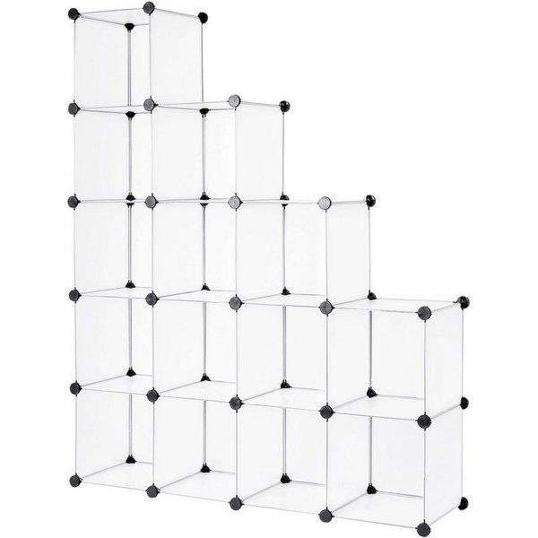 dibea Stufenregal 16 Fächer, modulares Stecksystem, Würfelregal flexibel erweiterbar, 1-tlg., Regalsystem, ideal als Schuh- oder Kleiderregal, Aufbewahrungsrega