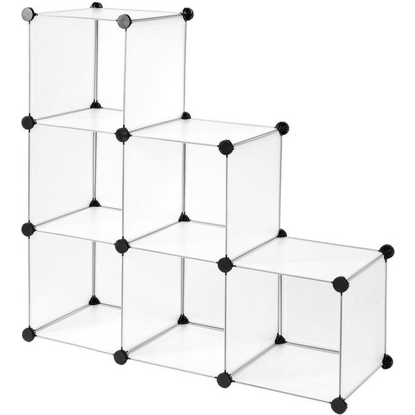 dibea Stufenregal 6 Fächer, modulares Stecksystem, Würfelregal flexibel erweiterbar, 1-tlg., Regalsystem, ideal als Schuh- oder Kleiderregal, Aufbewahrungsregal