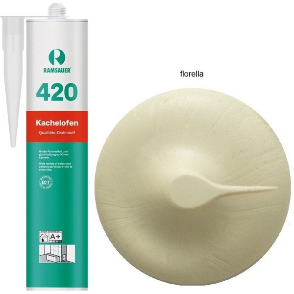 Ramsauer Dichtstoff Ramsauer 420 Kachelofen Acryl Dichtstoff 310ml Kartusche florella, gebrauchsfertig, geruchsneutral, hitzefest und brandbeständig, siliconfre