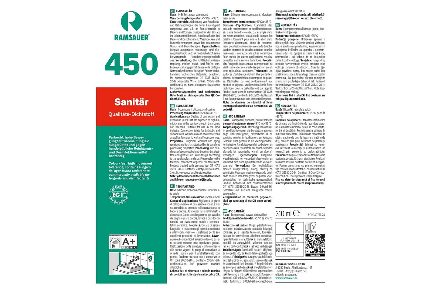 Ramsauer Dichtstoff Ramsauer 450 Sanitär Silikon Dichtstoff 310ml Kartusche mittelbraun, gebrauchsfertig, chemisch widerstandsfähig, schnellhärtend, UV-beständi – Bild 3 von 4