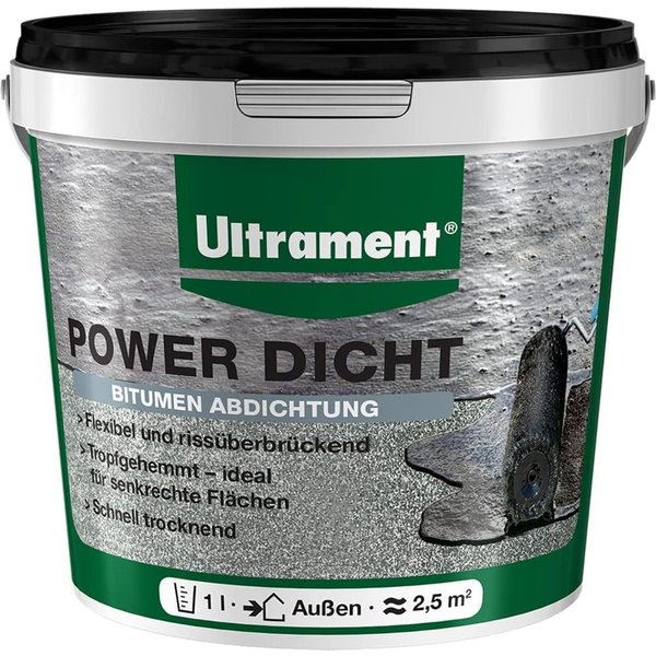 Ultrament Dichtstoff ULTRAMENT Power Dicht, Schwarz, 1 Ltr
