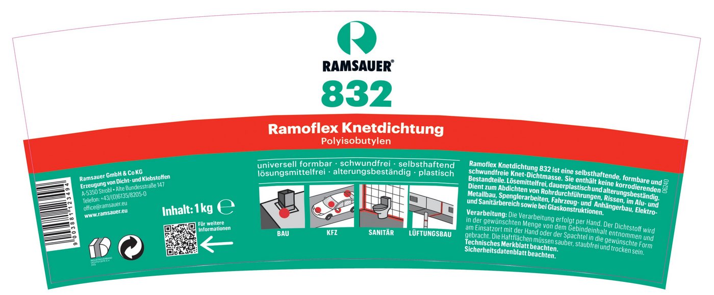 Ramsauer Dichtungskitt Ramsauer Knetmasse 832 Ramoflex Knetdichtung 1kg, gebrauchsfertig, selbstklebend – Bild 2 von 2