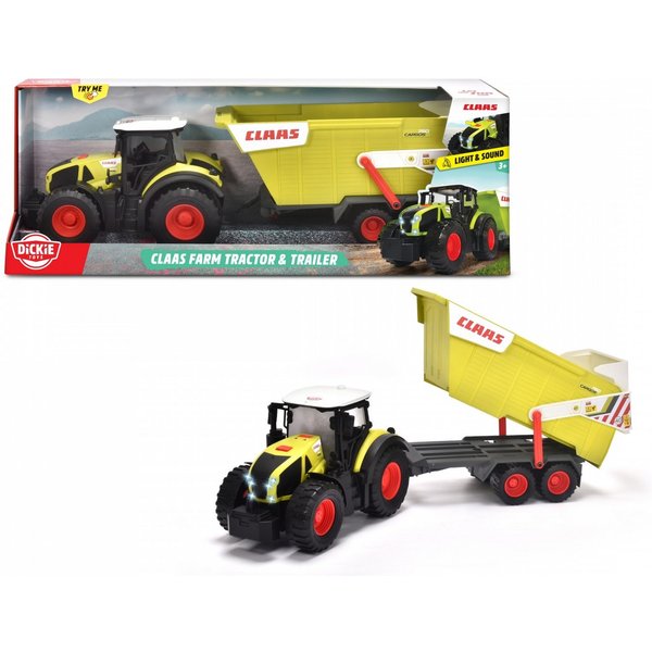 Dickie Toys Spielzeug-Traktor CLAAS mit Anhänger, mit Licht und Sound