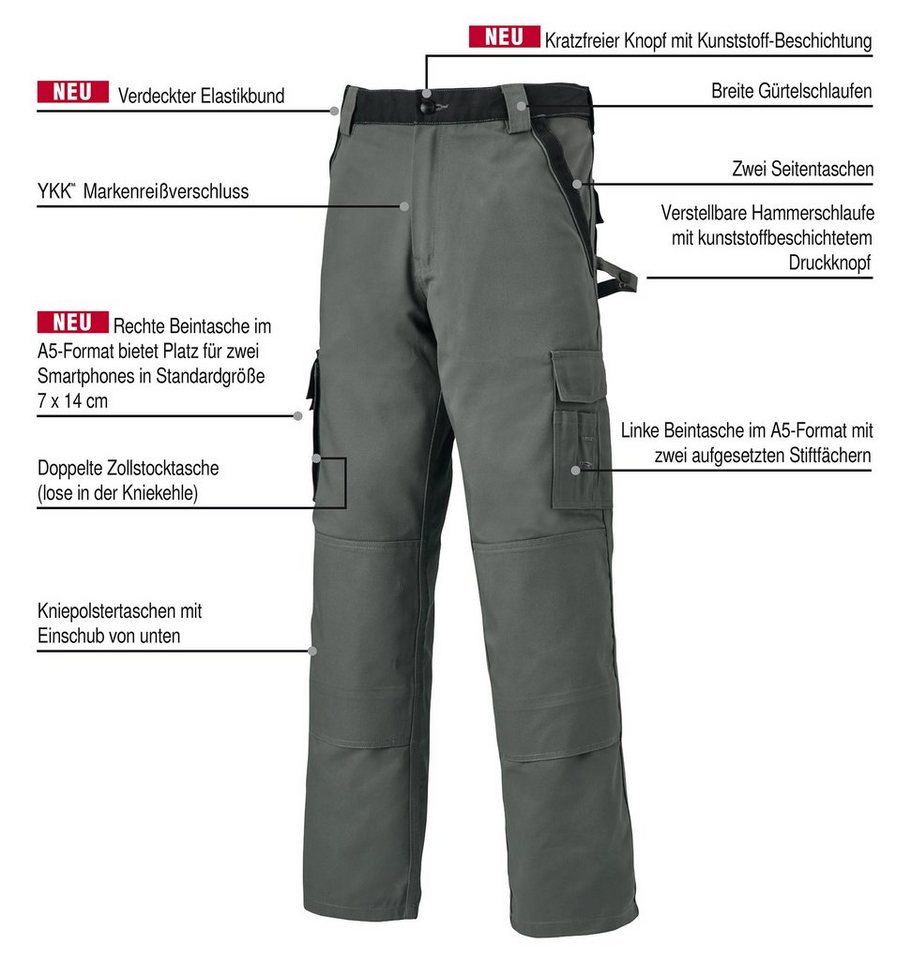 Dickies Arbeitshose Industry 30032, Sonderanfertigung Elastikbund – Bild 2 von 5