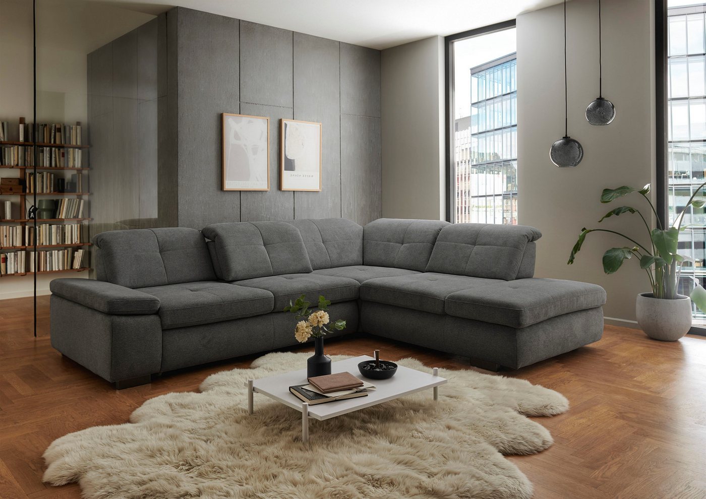 Die PlanBar Ecksofa MP-IN16012 L-Form mit Federkern-Polsterung, inkl. Sitztiefenverstellung, optional mit Funktionen – Bild 5 von 5