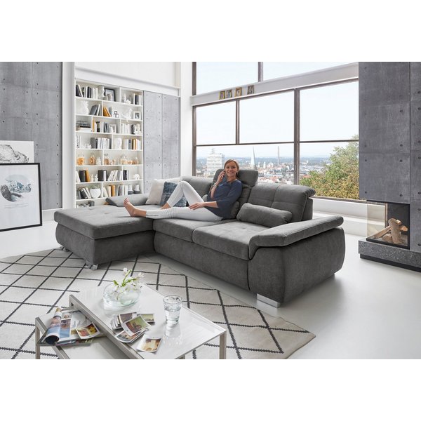 Die PlanBar Ecksofa MP-IN16037 L-Form, Breite 289 cm, mit Federkern-Polsterung, mit Sitztiefenverstellung & Zierkissen