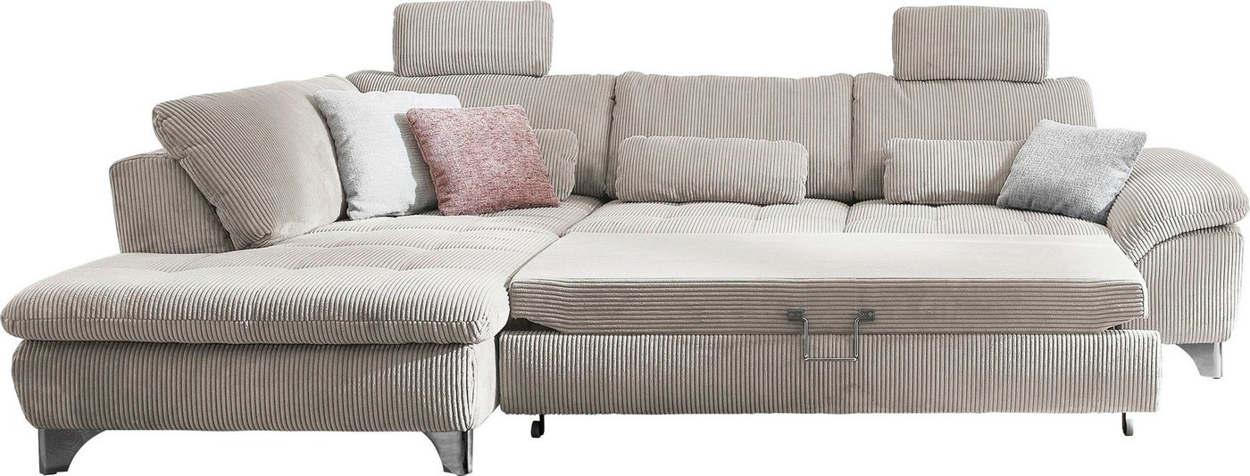 Die PlanBar Ecksofa Ottomane MP-IN14007 L-Form, Breite 306 cm, wahlweise mit Schlaffunktion und verstellbaren Kopfstützen, in Cord – Bild 2 von 5