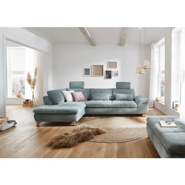 Die PlanBar Ecksofa Ottomane MP-IN14007 L-Form, Breite 306 cm, wahlweise mit Schlaffunktion und verstellbaren Kopfstützen
