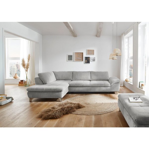 Die PlanBar Ecksofa Ottomane MP-IN14007 L-Form, Breite 306 cm, wahlweise mit Schlaffunktion und verstellbaren Kopfstützen, in Cord