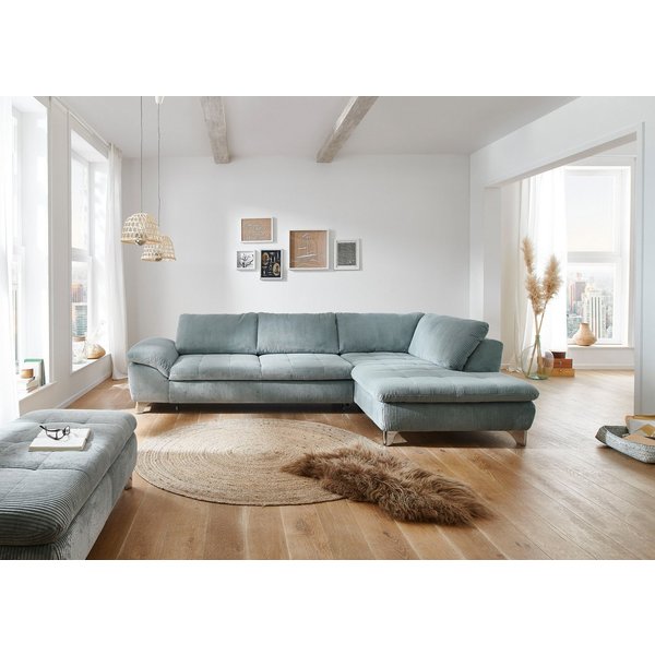 Die PlanBar Ecksofa Ottomane MP-IN14007 L-Form, Breite 306 cm, wahlweise mit Schlaffunktion und verstellbaren Kopfstützen