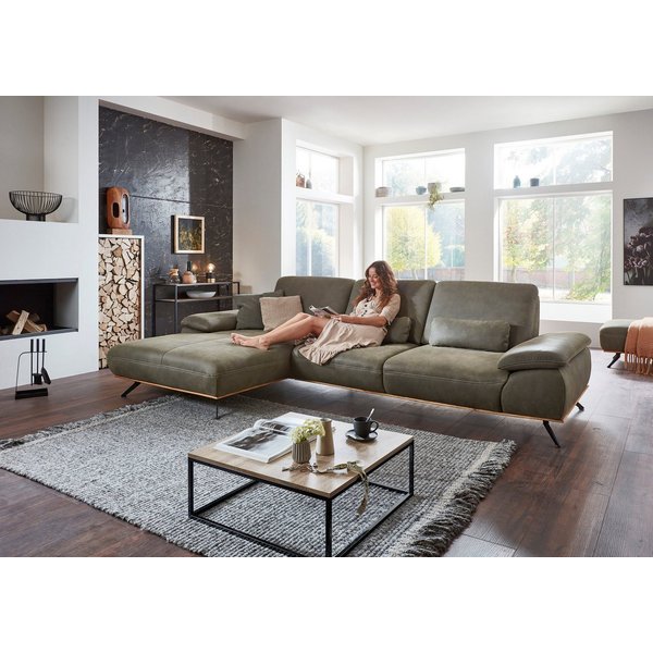 Die PlanBar Ecksofa PN-EM18063 L-Form, B: 322 cm, optional mit echt bezogenem Rücken, Sitztiefen- und Armteilverstellung