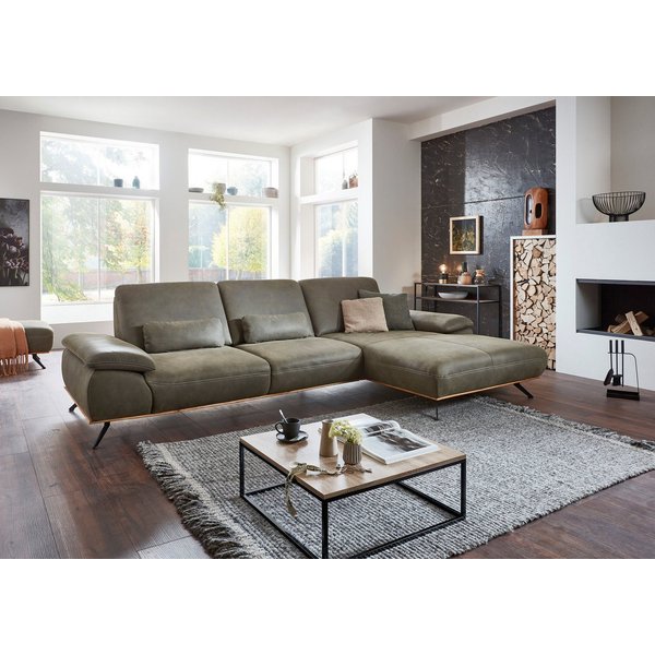 Die PlanBar Ecksofa PN-EM18063 L-Form, B: 322 cm, wahlweise mit echt bezogenem Rücken und Sitztiefenverstellung