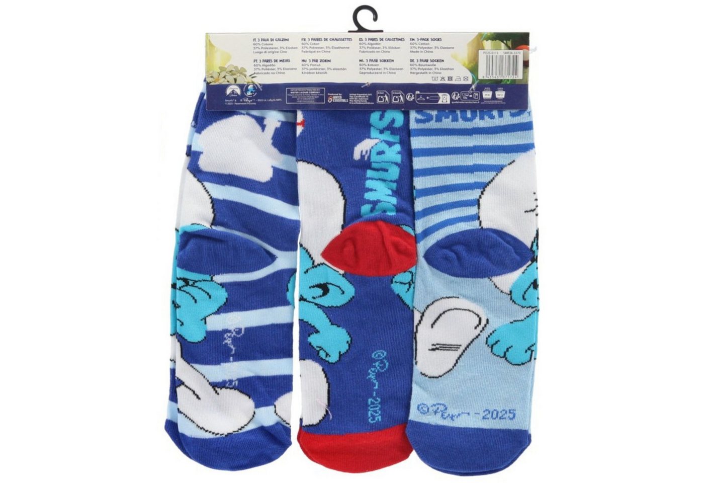 Die Schlümpfe Socken 3er-Pack Kindersocken farbenfroh & komfortabel (3-Paar) – Bild 2 von 2