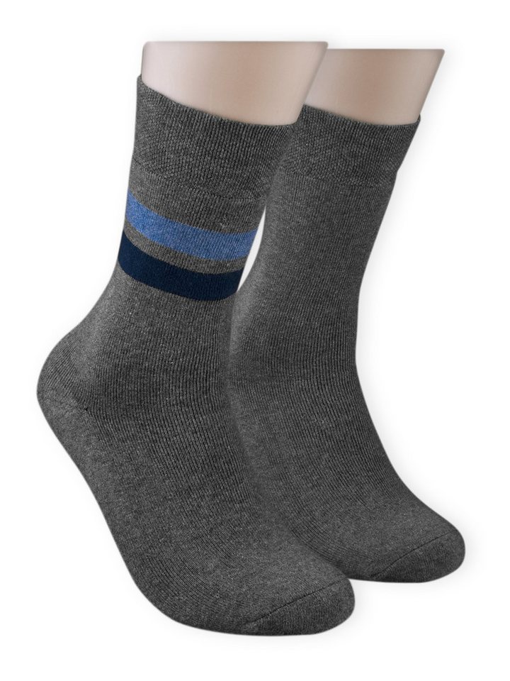 Die Sockenbude ABS-Socken STOPPER (Bund, 2-Paar, grau) mit breitem Bund ohne Gummirand vollfrottee – Bild 2 von 3