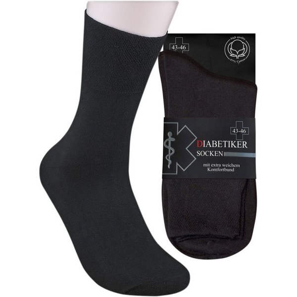 Die Sockenbude Diabetikersocken EXTRA (Bund, 3-Paar, grau blau schwarz) garantiert ohne Gummi