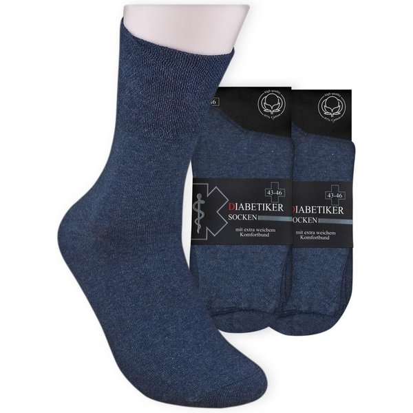 Die Sockenbude Diabetikersocken EXTRA (Bund, 6-Paar, grau blau schwarz) garantiert ohne Gummi