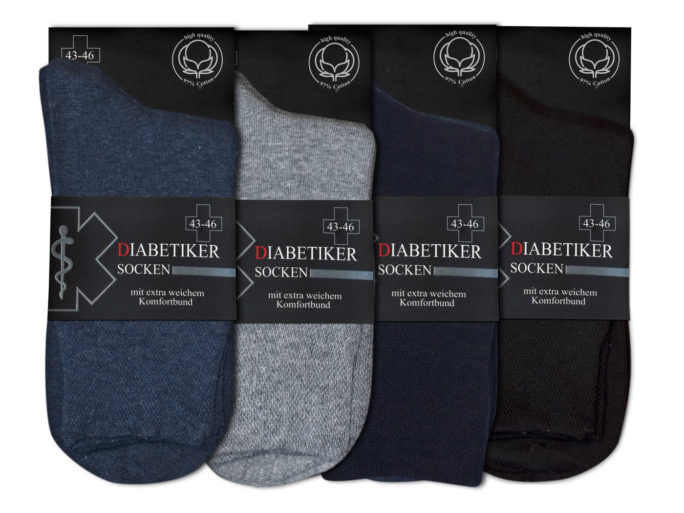 Die Sockenbude Diabetikersocken EXTRA (Bund, 6-Paar, grau blau schwarz) garantiert ohne Gummi – Bild 4 von 4