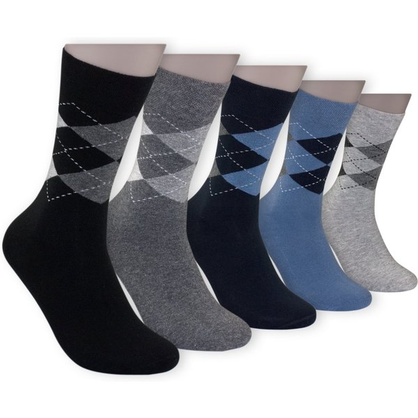 Die Sockenbude Freizeitsocken JACQUARD (Bund, 5-Paar, schwarz grau blau) Komfortbund