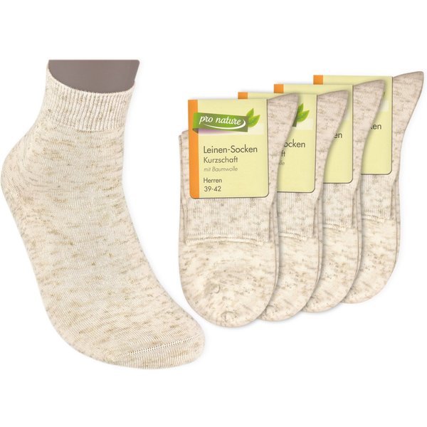 Die Sockenbude Kurzsocken LEINEN (Bund, 8-Paar, beige melange) Baumwolle mit Leinen