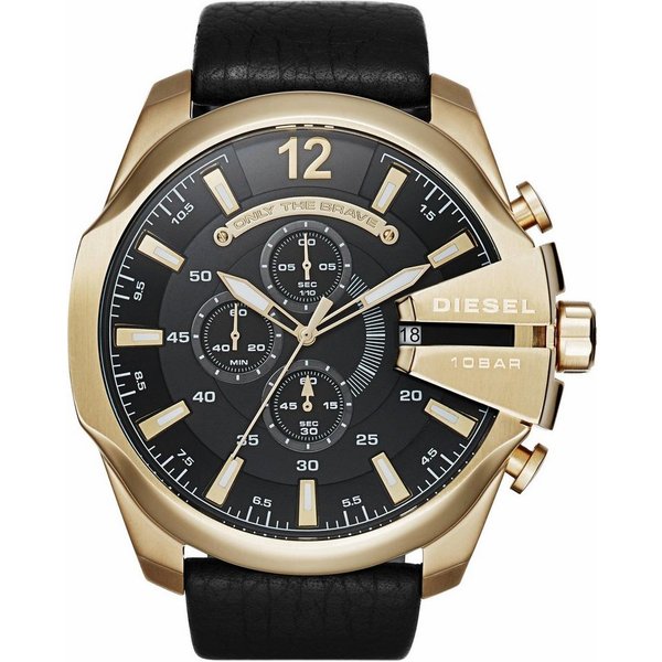 Diesel Chronograph MEGA CHIEF DZ4344, Quarzuhr, Armbanduhr, Herrenuhr, Stoppfunktion, Lederarmband