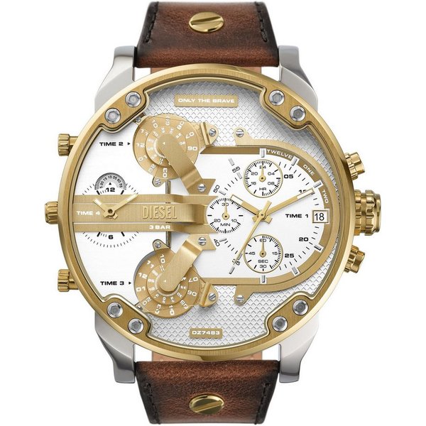 Diesel Chronograph MR. DADDY 2.0 DZ7483, Armbanduhr, Herrenuhr, Lederarmband, analog, Tag, Stoppfunktion