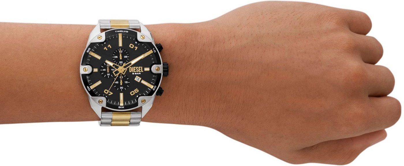 Diesel Chronograph Spiked DZ4627, Quarzuhr, Armbanduhr, Herrenuhr, Stoppfunktion, Edelstahlarmband – Bild 4 von 4