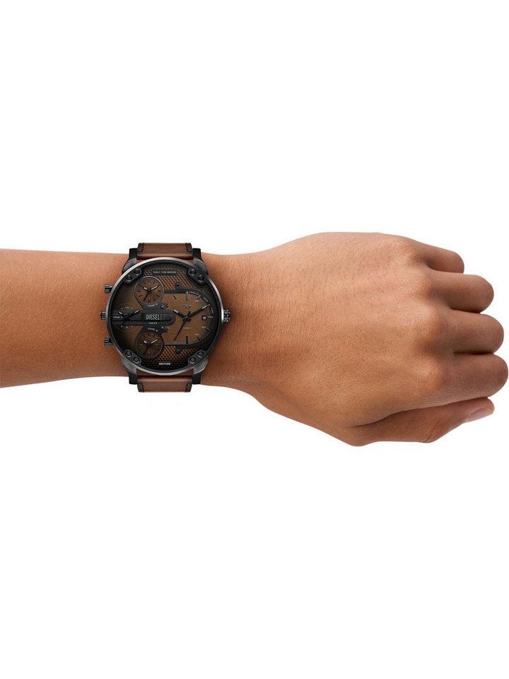 Diesel Quarzuhr Mr. Daddy Slim DZ7492, Armbanduhr, Herrenuhr, Lederarmband, analog, Tag, mehrere Zeitzonen – Bild 4 von 4