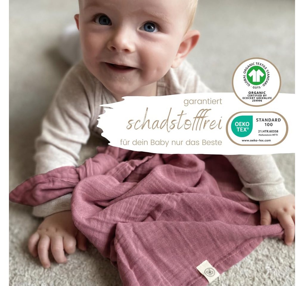 Babydecke Spucktücher, Mulltücher 4er-SET, 64x64 100% GOTS BIO-Baumwolle, DIKOS, PREMIUM Qualität atmungsaktiv, nachhaltig, plastikfrei, kuschelweich – Bild 3 von 5