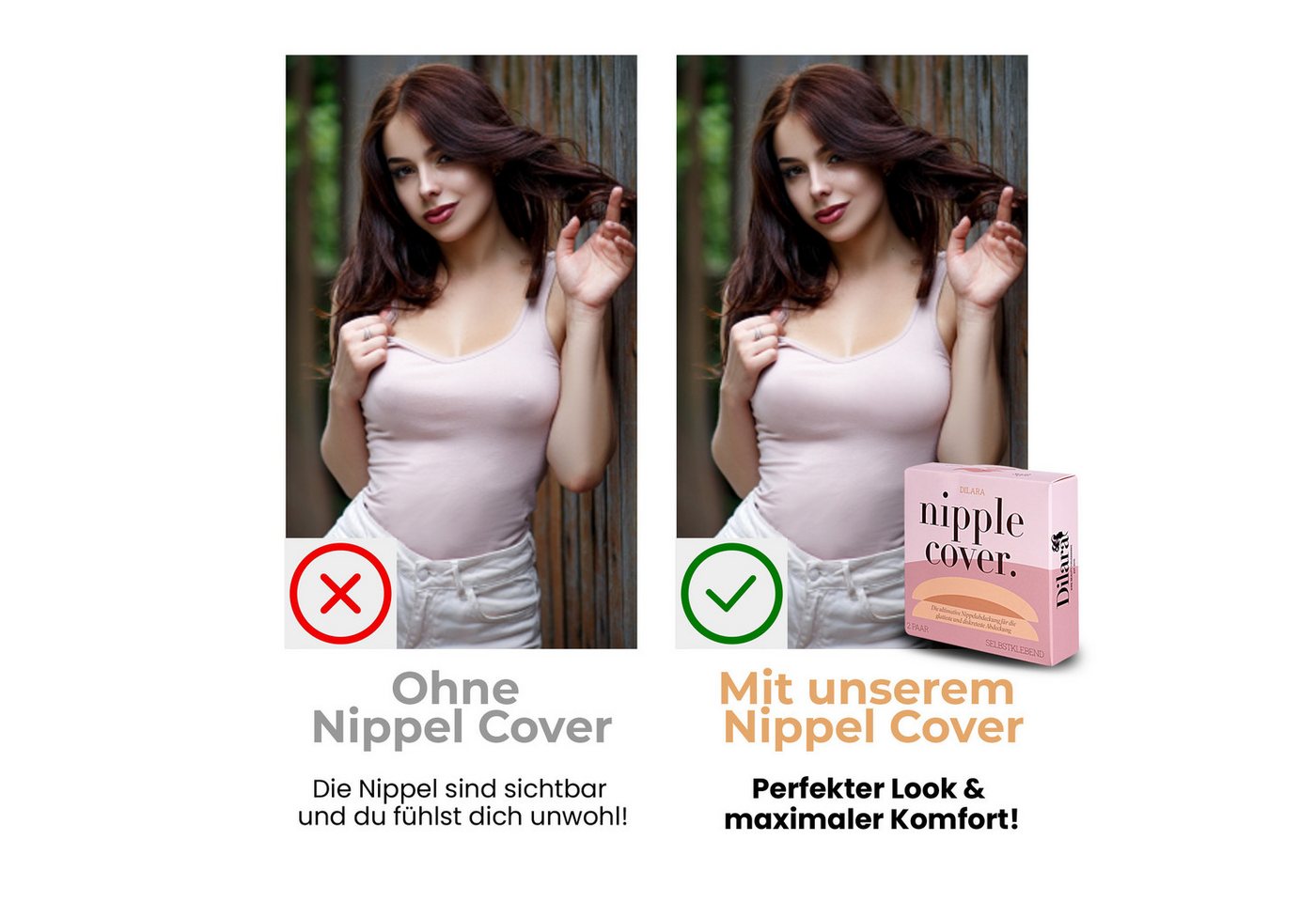 Dilara BH-Einlagen Nippelpads, Wiederverwendbare & Unsichtbare Silikon Pads, wasserfest, 4 Silikon Nippelabdeckungen - hautfreundlich & atmungsaktiv – Bild 5 von 5