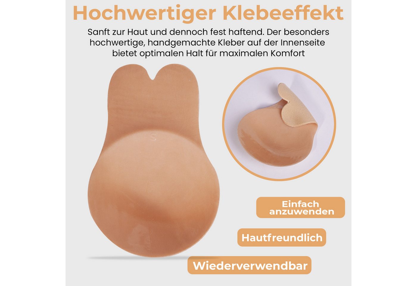 Dilara BH-Einlagen Rabbit Glue Bra 2er Set, Klebe Hase Push-Up BH trägerlos & rückenfrei, mit handaufgetragenem Kleber & Wiederverwendbar – Bild 2 von 5
