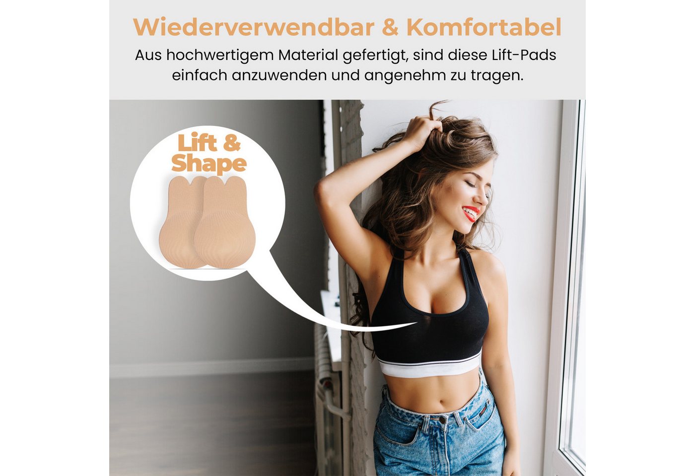Dilara BH-Einlagen Rabbit Glue Bra 2er Set, Klebe Hase Push-Up BH trägerlos & rückenfrei, mit handaufgetragenem Kleber & Wiederverwendbar – Bild 3 von 5