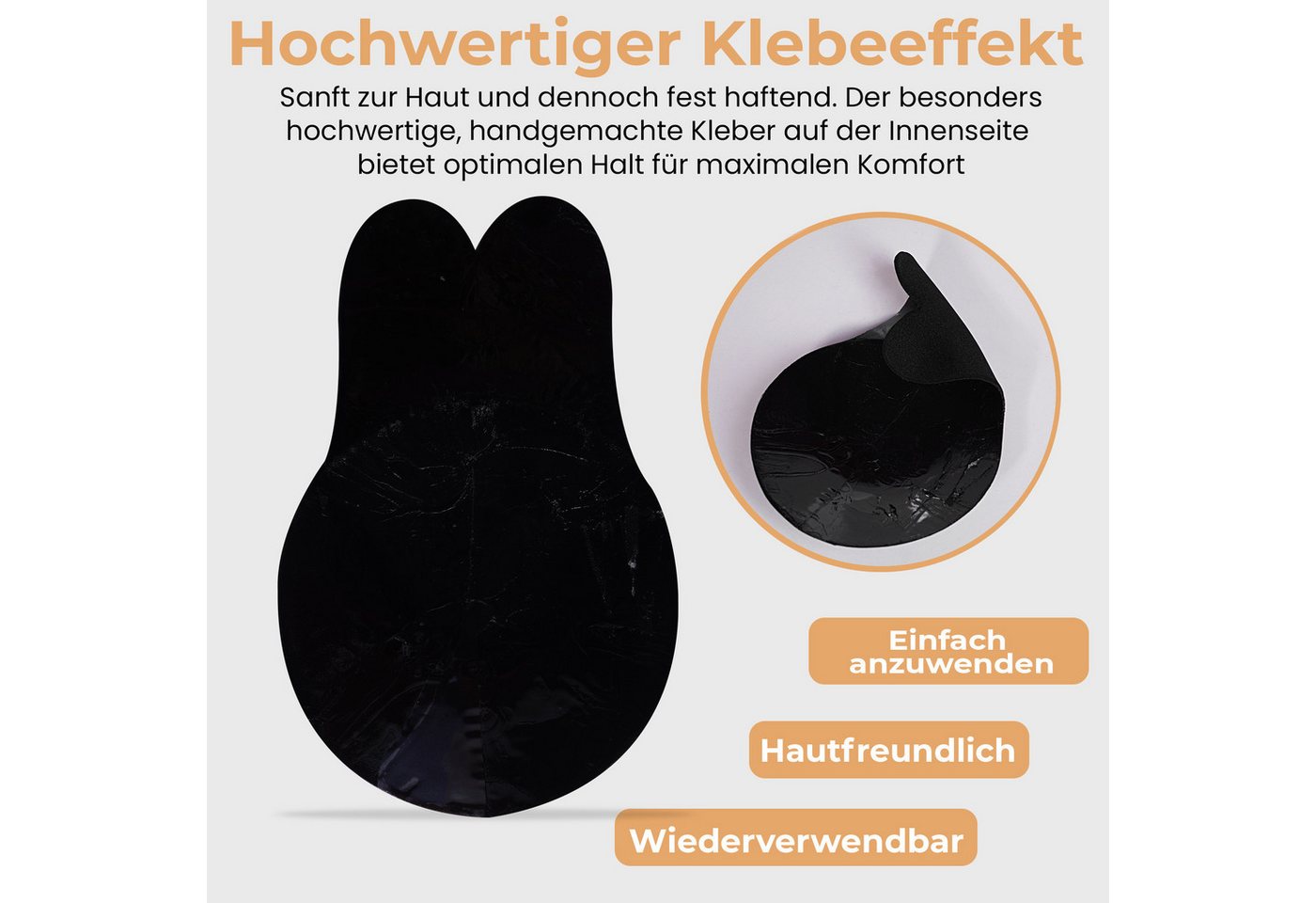 Dilara BH-Einlagen Rabbit Glue Bra 2er Set, Klebe Hase Push-Up BH trägerlos & rückenfrei, mit handaufgetragenem Kleber & Wiederverwendbar – Bild 2 von 5
