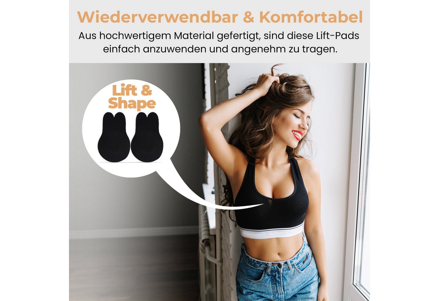 Dilara BH-Einlagen Rabbit Glue Bra 2er Set, Klebe Hase Push-Up BH trägerlos & rückenfrei, mit handaufgetragenem Kleber & Wiederverwendbar – Bild 3 von 5