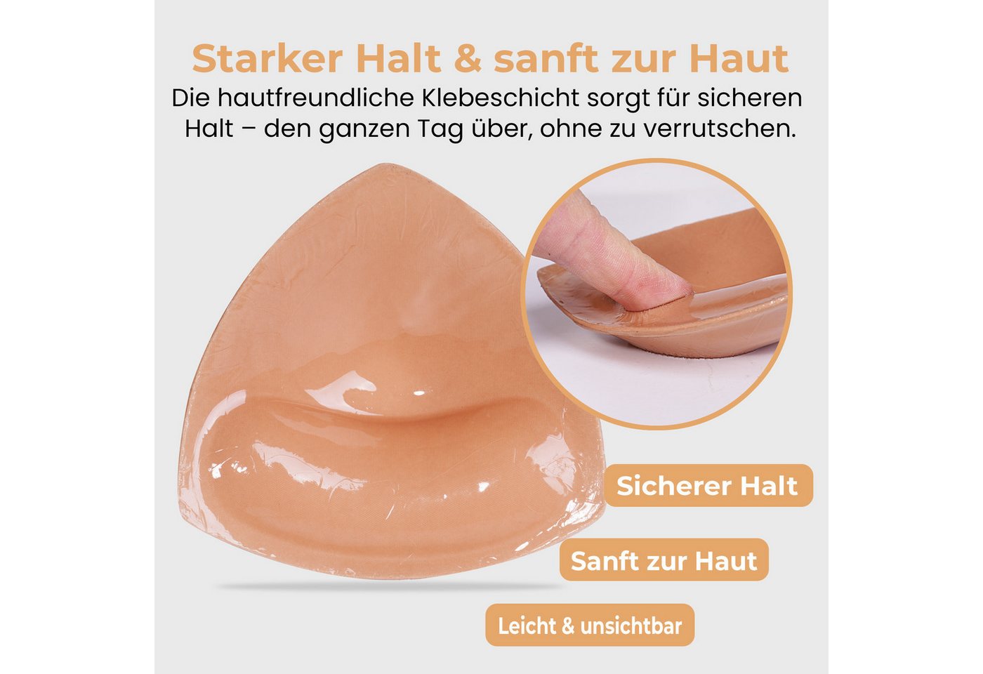 Dilara BH-Einlagen Selbstklebend & Unsichtbar, 1 Paar Silikon Push Up Pads für Damen, Wasserfest, leicht zu reinigen, atmungsaktiv, angenehmer Tragekomfort – Bild 2 von 5