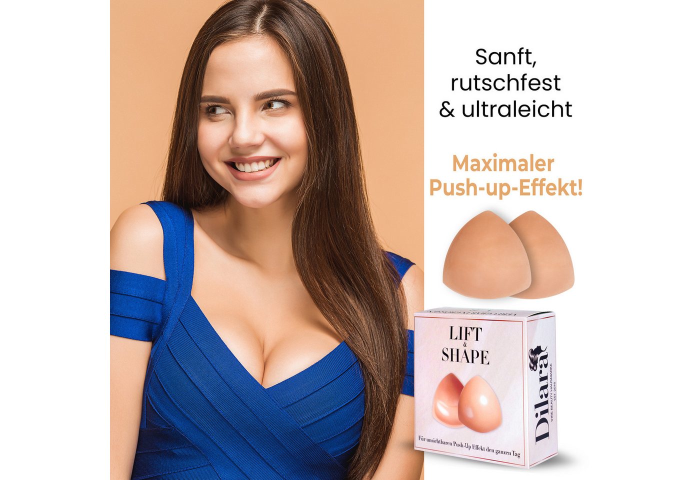 Dilara BH-Einlagen Selbstklebend & Unsichtbar, 1 Paar Silikon Push Up Pads für Damen, Wasserfest, leicht zu reinigen, atmungsaktiv, angenehmer Tragekomfort – Bild 4 von 5