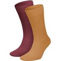 DILLY SOCKS 2er-Pack Socken Premium Ribbed Collection, Größe 41-46 in Rot